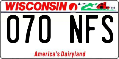 WI license plate 070NFS