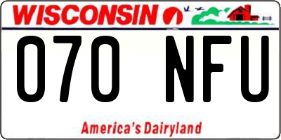 WI license plate 070NFU