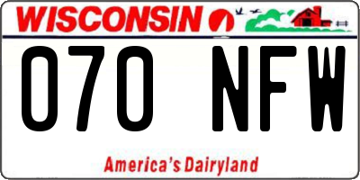 WI license plate 070NFW