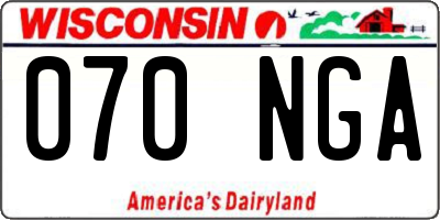 WI license plate 070NGA