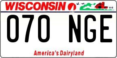 WI license plate 070NGE
