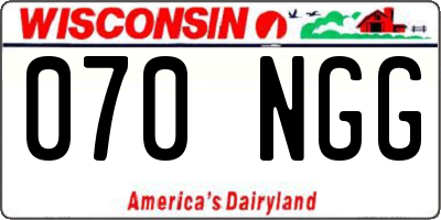 WI license plate 070NGG