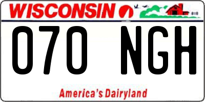 WI license plate 070NGH