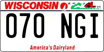 WI license plate 070NGI