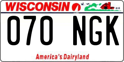 WI license plate 070NGK