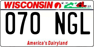 WI license plate 070NGL