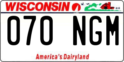 WI license plate 070NGM