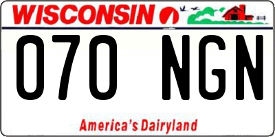 WI license plate 070NGN