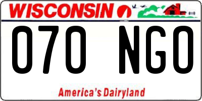 WI license plate 070NGO
