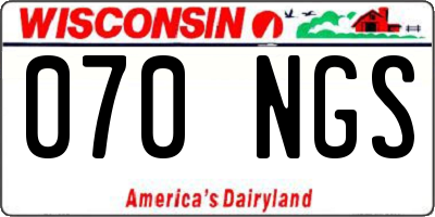WI license plate 070NGS