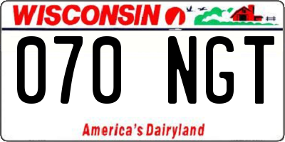 WI license plate 070NGT
