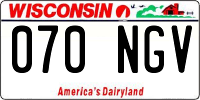 WI license plate 070NGV