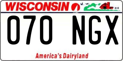 WI license plate 070NGX