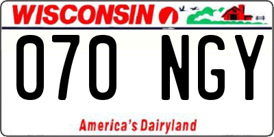 WI license plate 070NGY