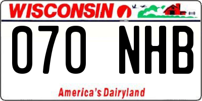 WI license plate 070NHB