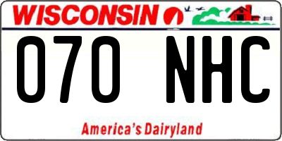 WI license plate 070NHC