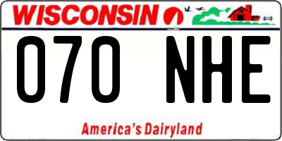 WI license plate 070NHE