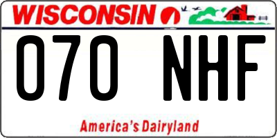 WI license plate 070NHF