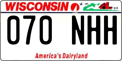 WI license plate 070NHH
