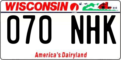 WI license plate 070NHK