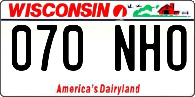 WI license plate 070NHO