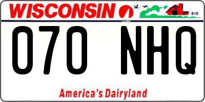 WI license plate 070NHQ