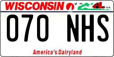 WI license plate 070NHS