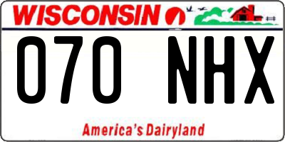 WI license plate 070NHX