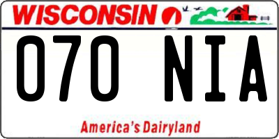 WI license plate 070NIA