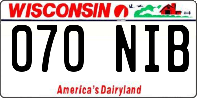 WI license plate 070NIB