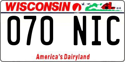 WI license plate 070NIC