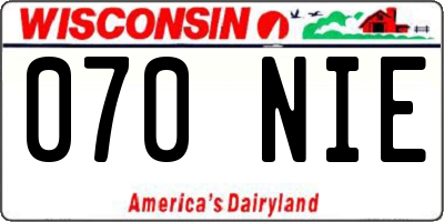 WI license plate 070NIE