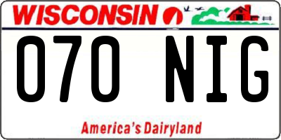 WI license plate 070NIG