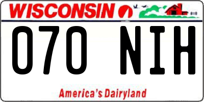 WI license plate 070NIH