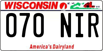 WI license plate 070NIR