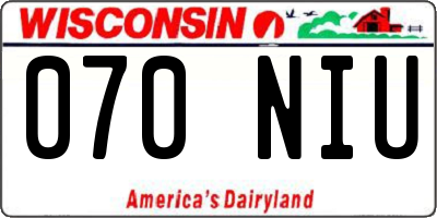 WI license plate 070NIU