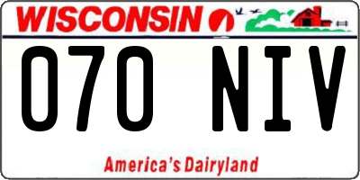 WI license plate 070NIV