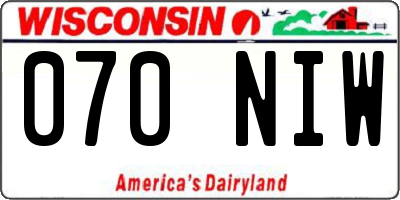 WI license plate 070NIW