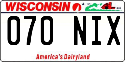 WI license plate 070NIX