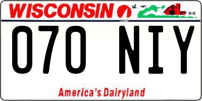 WI license plate 070NIY