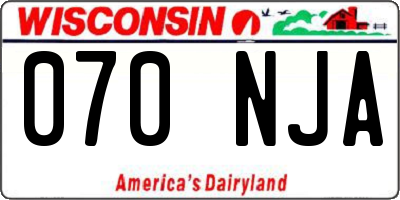 WI license plate 070NJA
