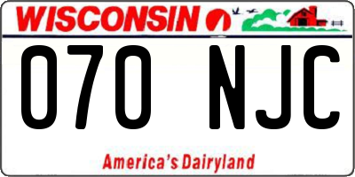 WI license plate 070NJC