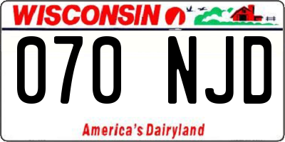 WI license plate 070NJD