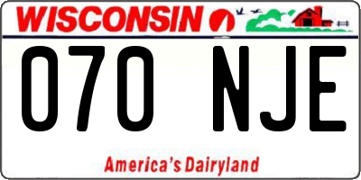WI license plate 070NJE