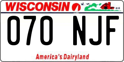 WI license plate 070NJF