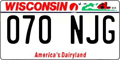 WI license plate 070NJG