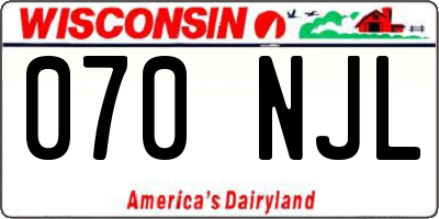 WI license plate 070NJL