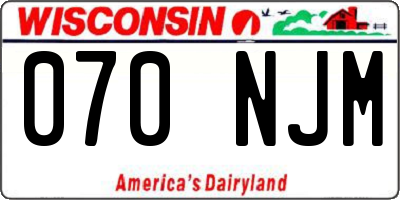 WI license plate 070NJM