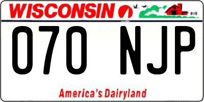 WI license plate 070NJP