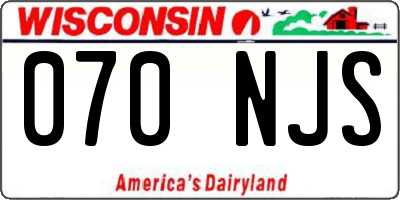 WI license plate 070NJS